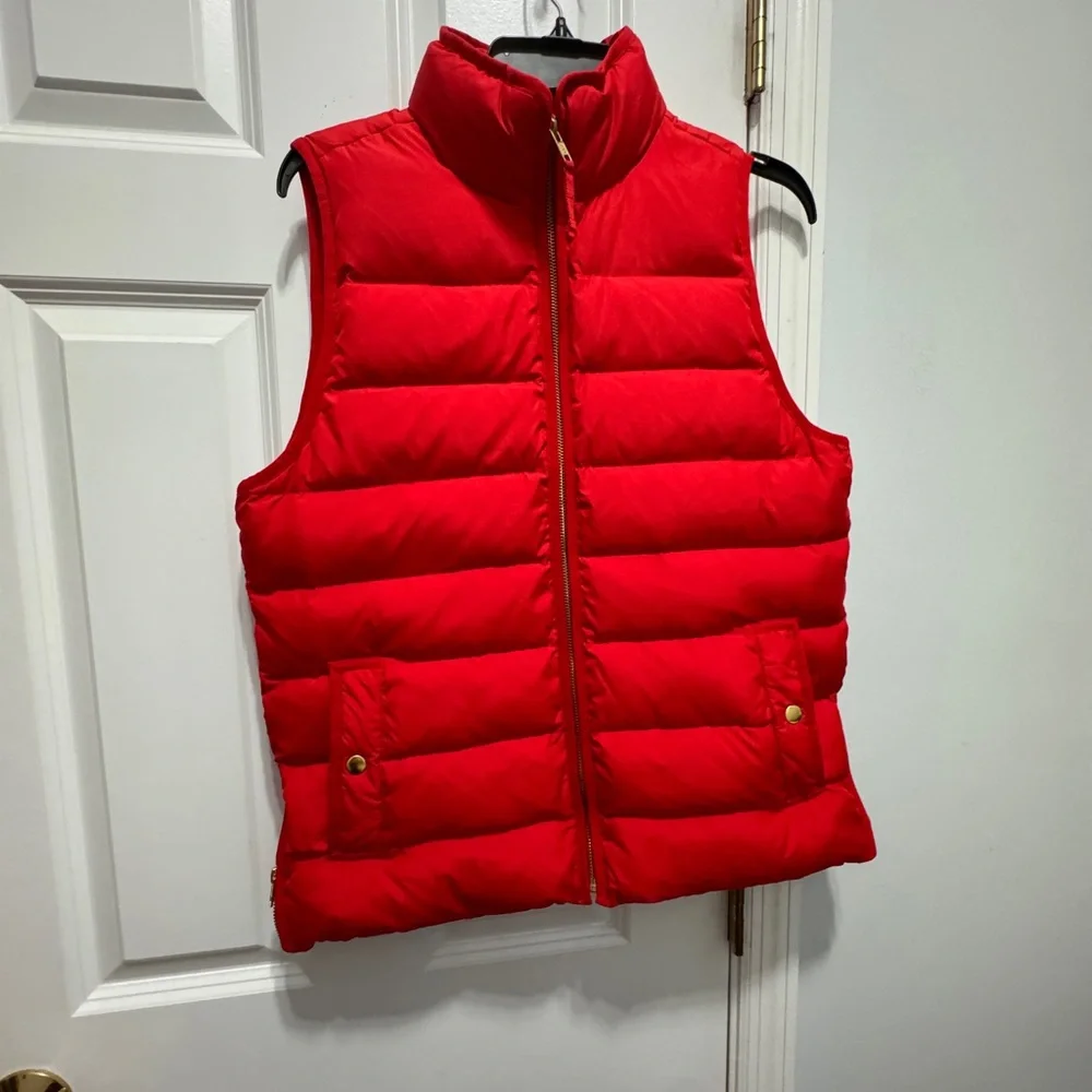 J.Crew size M red puffer down vest